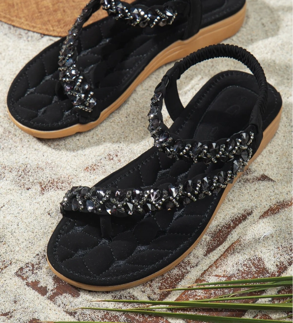 Beauty Anatomik Parmak Arası Taşlı Günlük Kadın Sandalet - Görsel 1