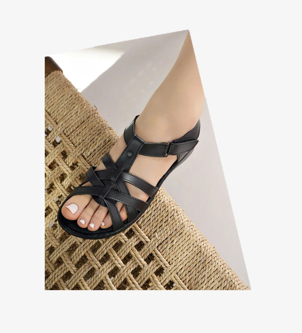 Elisa Anatomik Ortopedik Hakiki Deri Rahat Taban Kadın Sandalet