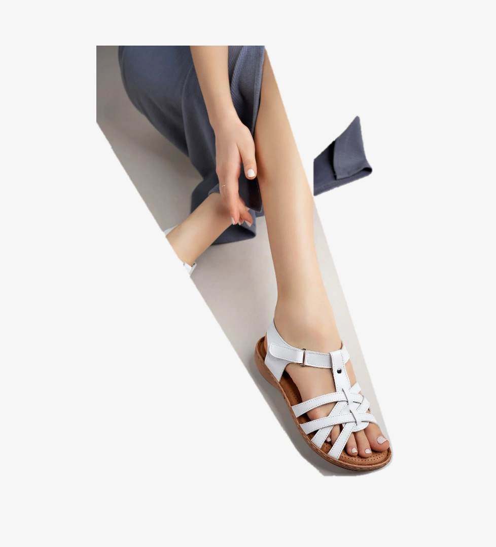 Elisa Anatomik Ortopedik Hakiki Deri Rahat Taban Kadın Sandalet