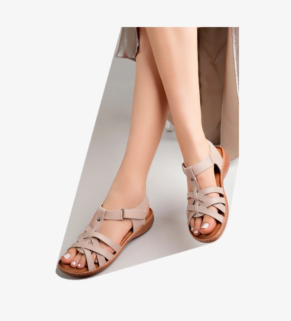 Khayt Elisa Anatomik Ortopedik Hakiki Deri Rahat Taban Kadın Sandalet model görseli