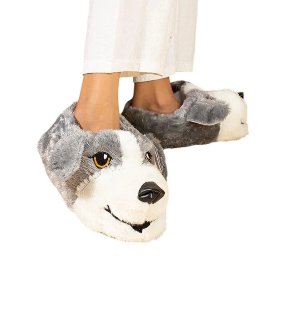 Sevimli Köpek Figürlü Çocuk Panduf GRİ