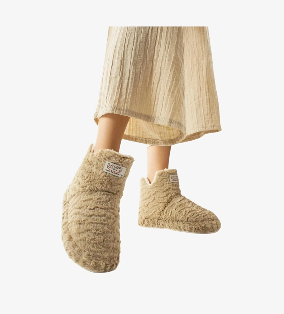 Kadın Panduf Kaydırmaz Taban Ev Botu Kalın Hafif Taban BEJ