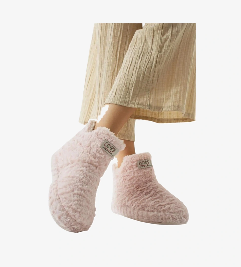 Kadın Panduf Kaydırmaz Taban Ev Botu Kalın Hafif Taban PUDRA