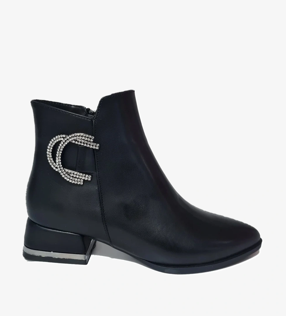 Kısa Topuklu CC Taşlı Aksesuarlı Kadın Bot 573300-z - Görsel 1