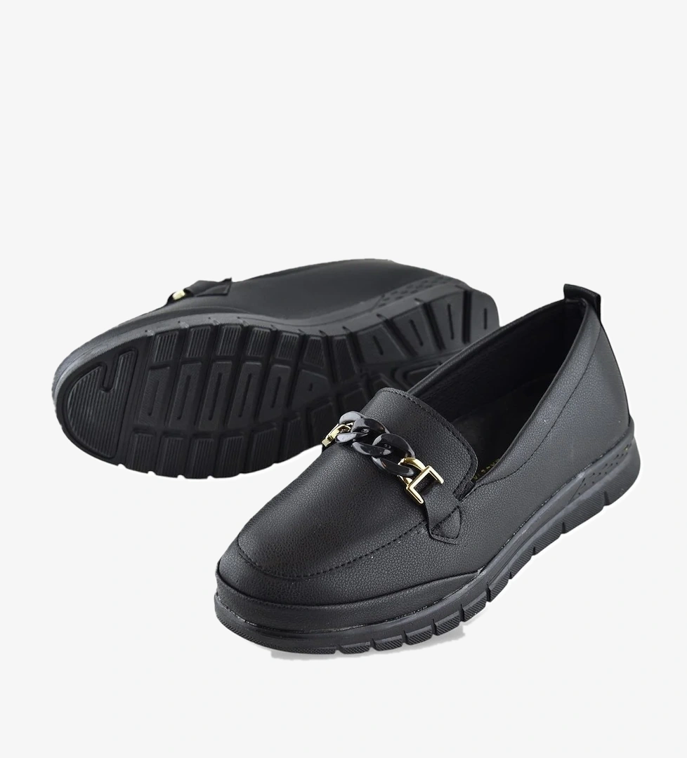 0244 Tokalı Rahat Ortopedik Taban Günlük Kadın Ayakkabı Babet Kadın Kışlık Ayakkabı - Görsel 1