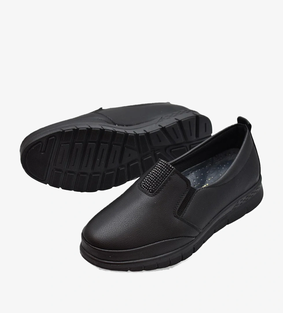 0240 Taşlı Rahat Ortopedik Taban Günlük Kadın Ayakkabı Babet Kadın Kışlık Ayakkabı