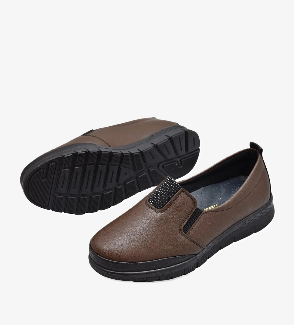 Ayakkabı Burada 0240 Taşlı Rahat Ortopedik Taban Günlük Kadın Ayakkabı Babet Kışlık model görseli