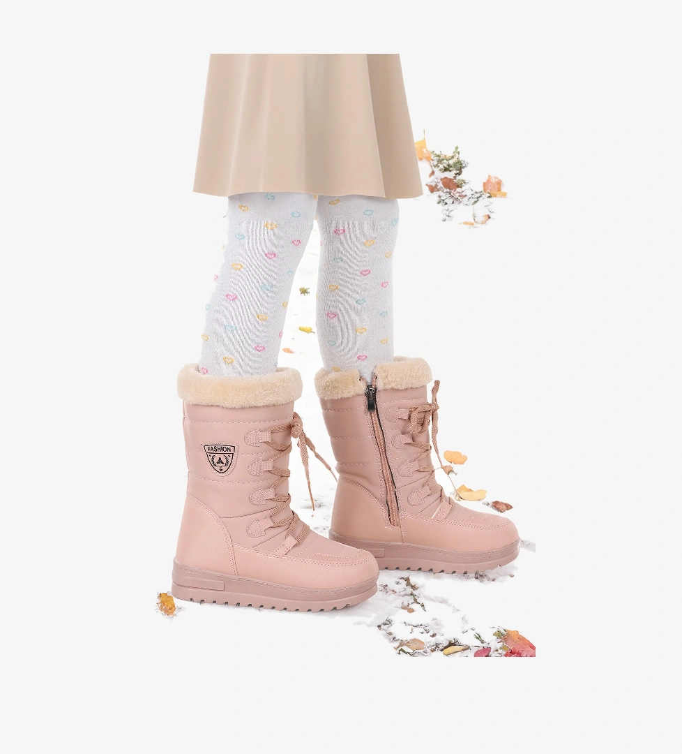 Deco İçi Termal Kürklü Kız Çocuk Kar Botu Ayakkabı Somon