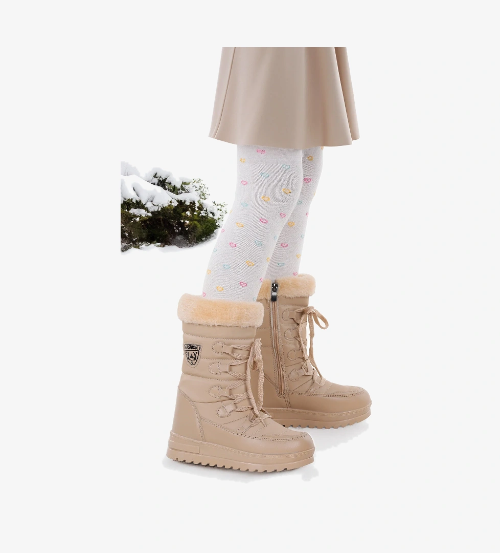 Deco İçi Termal Kürklü Kız Çocuk Kar Botu Ayakkabı Ten - Görsel 1