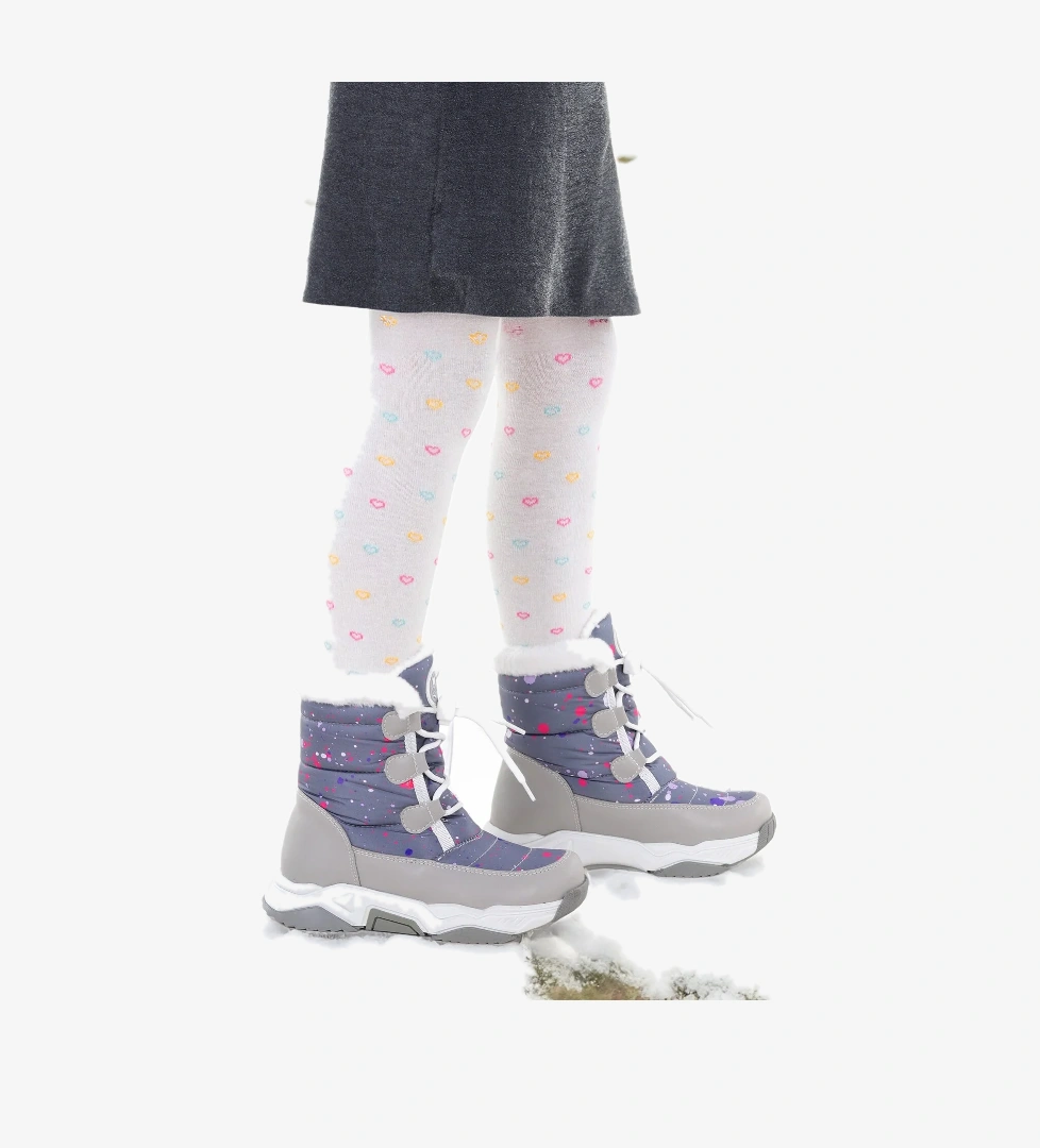 Bambu Bağcıklı Kız Çocuk Kar Botu Füme - Fuşya - Görsel 1