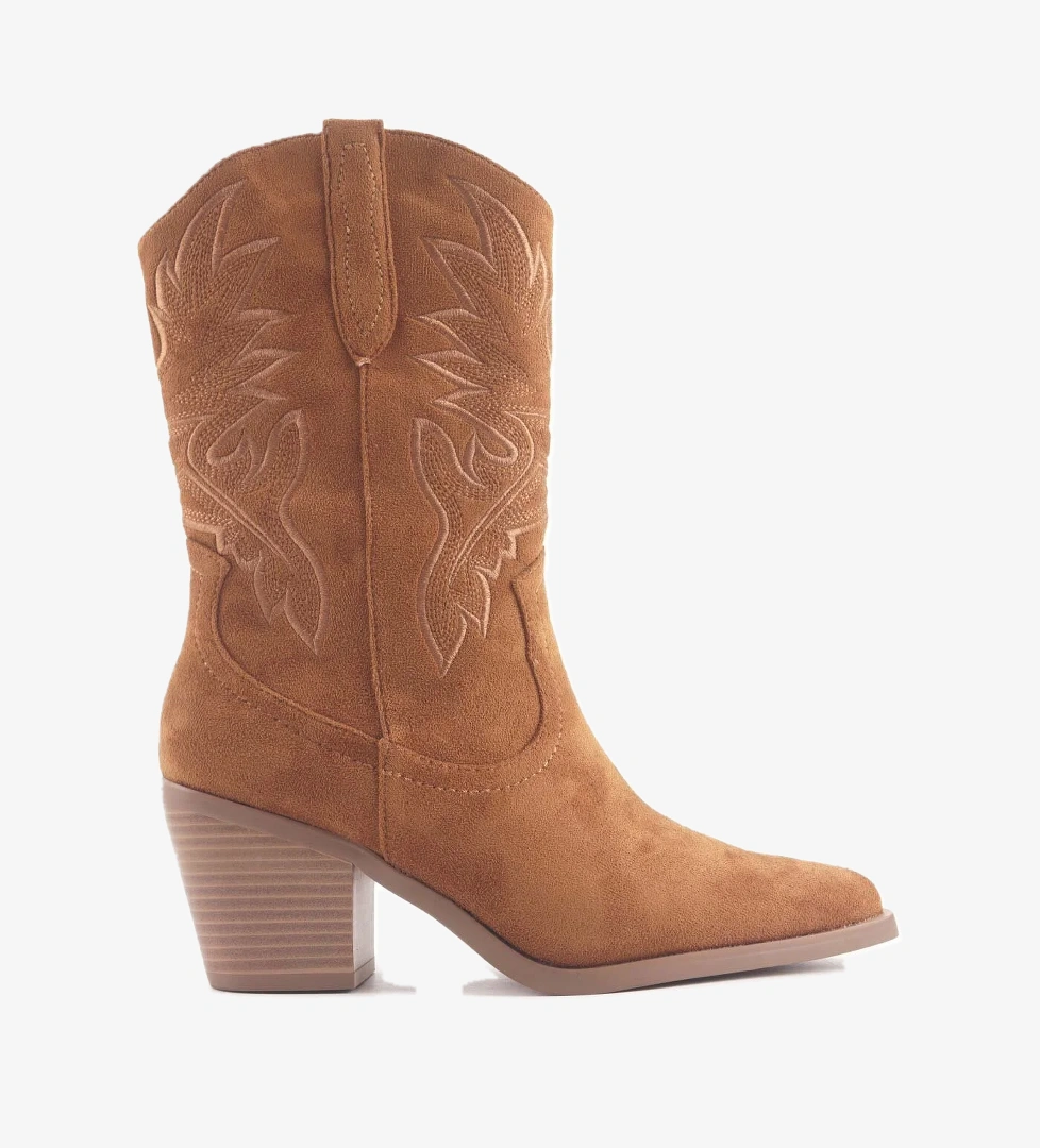 24K-1002 4PR Taba Kadın Kovboy Bot - Görsel 1