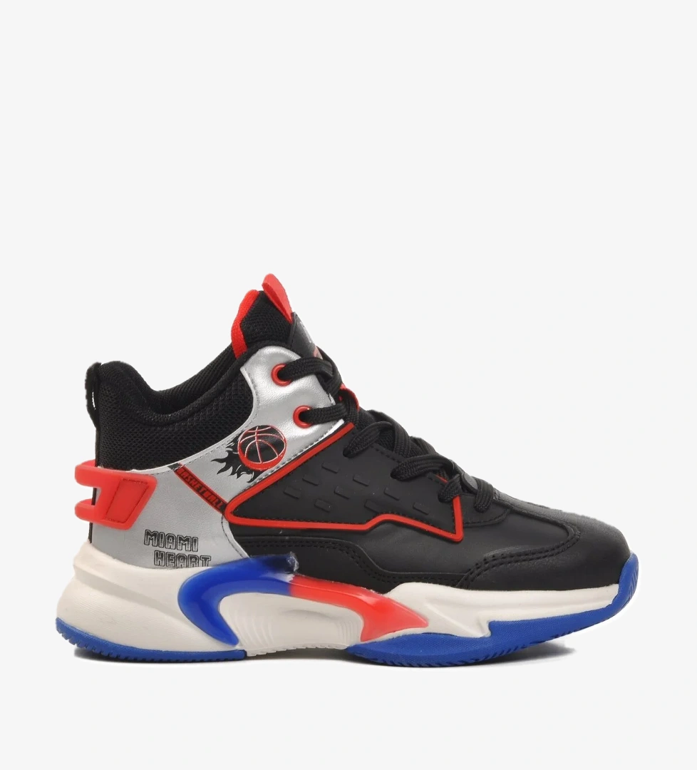 London-25K-F Siyah-Kırmızı Çocuk Basketbol Ayakkabısı - Görsel 1