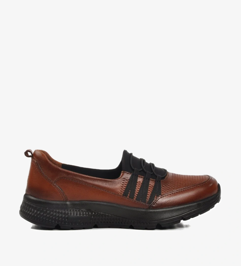 Ayakmod 017-d Taba Siyah Hakiki Deri Kadın Günlük Ayakkabı model görseli