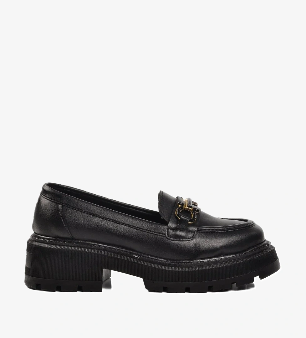 572377 Siyah Cilt Kadın Günlük Ayakkabı