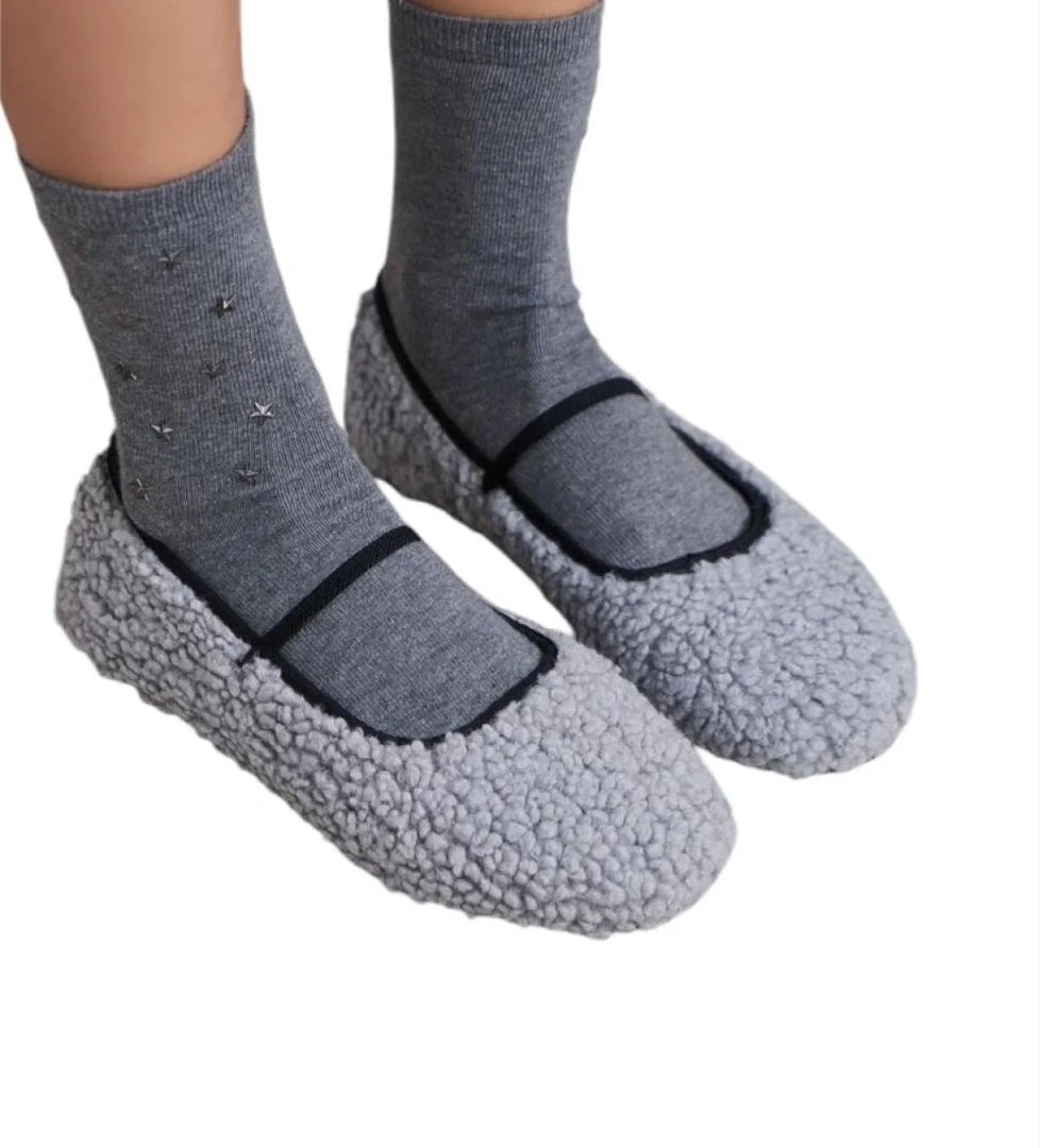 Liger Peluş Tek Bant Yumuşak Rahat Balerin Kadın Babet FÜME model görseli