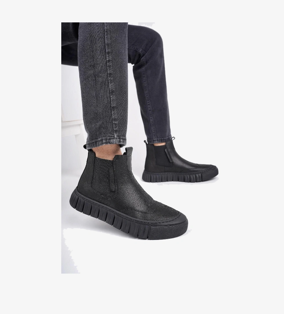 Muggo RUSH Garantili Hakiki Deri Kalın Taban Erkek Casual Bot model görseli