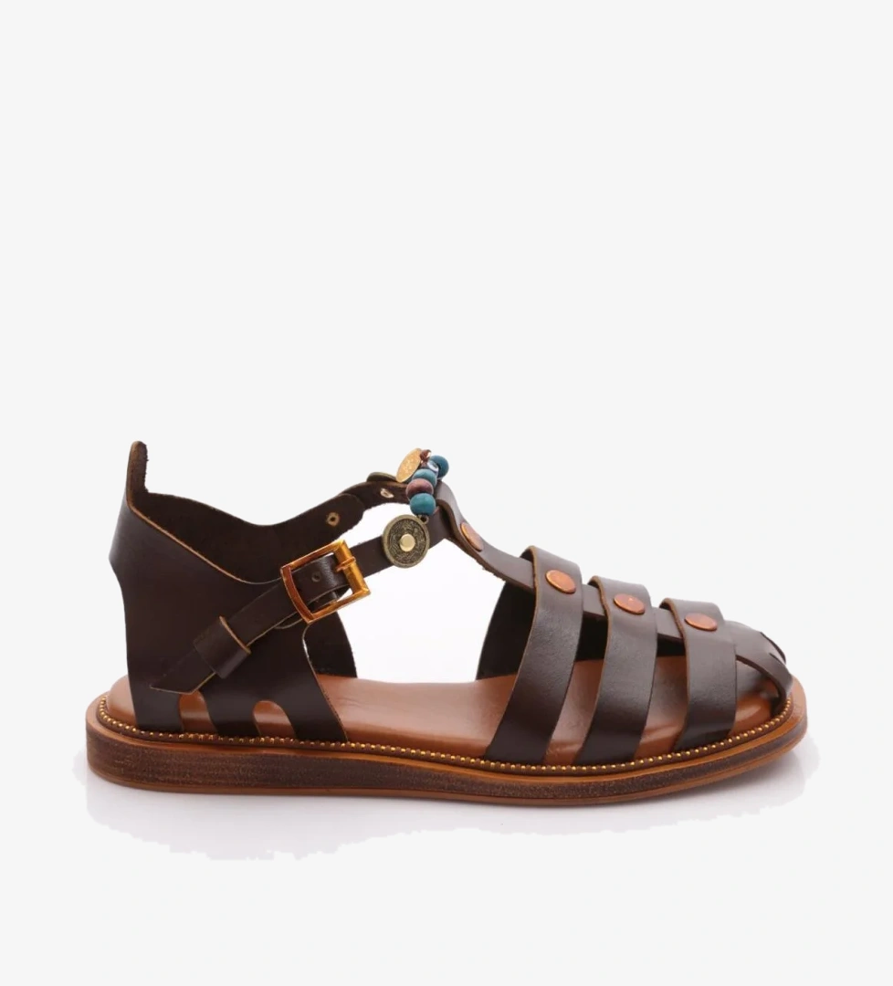 306 Kadin Bilekten Bağlama Boncuklu Sandalet