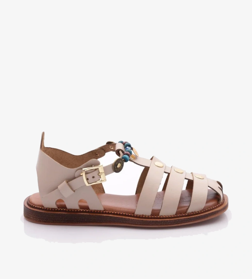 306 Kadin Bilekten Bağlama Boncuklu Sandalet