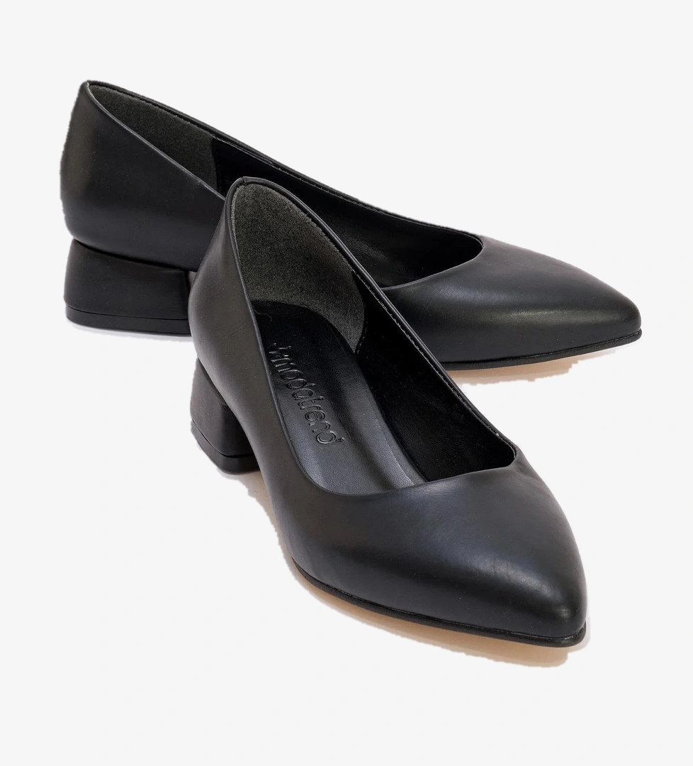 Ccway Kadın Günlük Topuklu Ayakkabı SİYAH CİLT model görseli