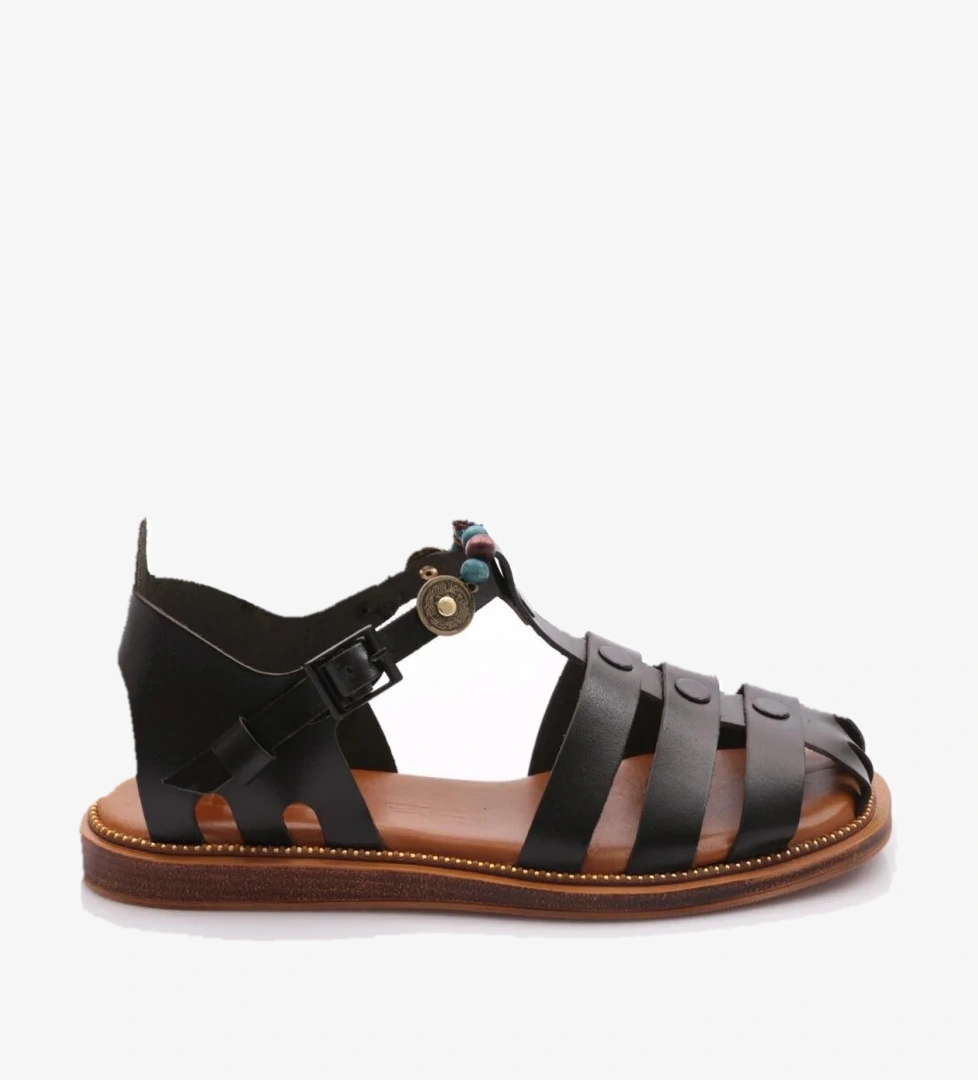 306 Kadin Bilekten Bağlama Boncuklu Sandalet