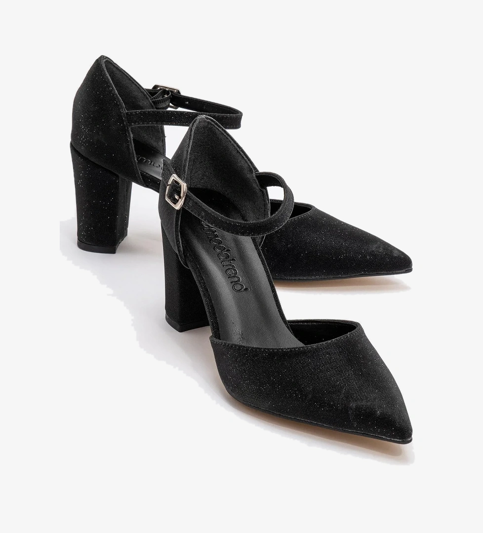 Kadın Tokalı Topuklu Ayakabı SİYAH SİM