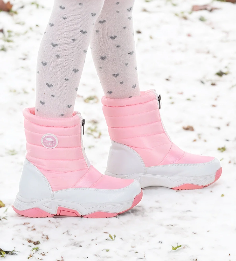 Sumo Fermuarlı Kız Çocuk Kar Botu Pembe - Beyaz