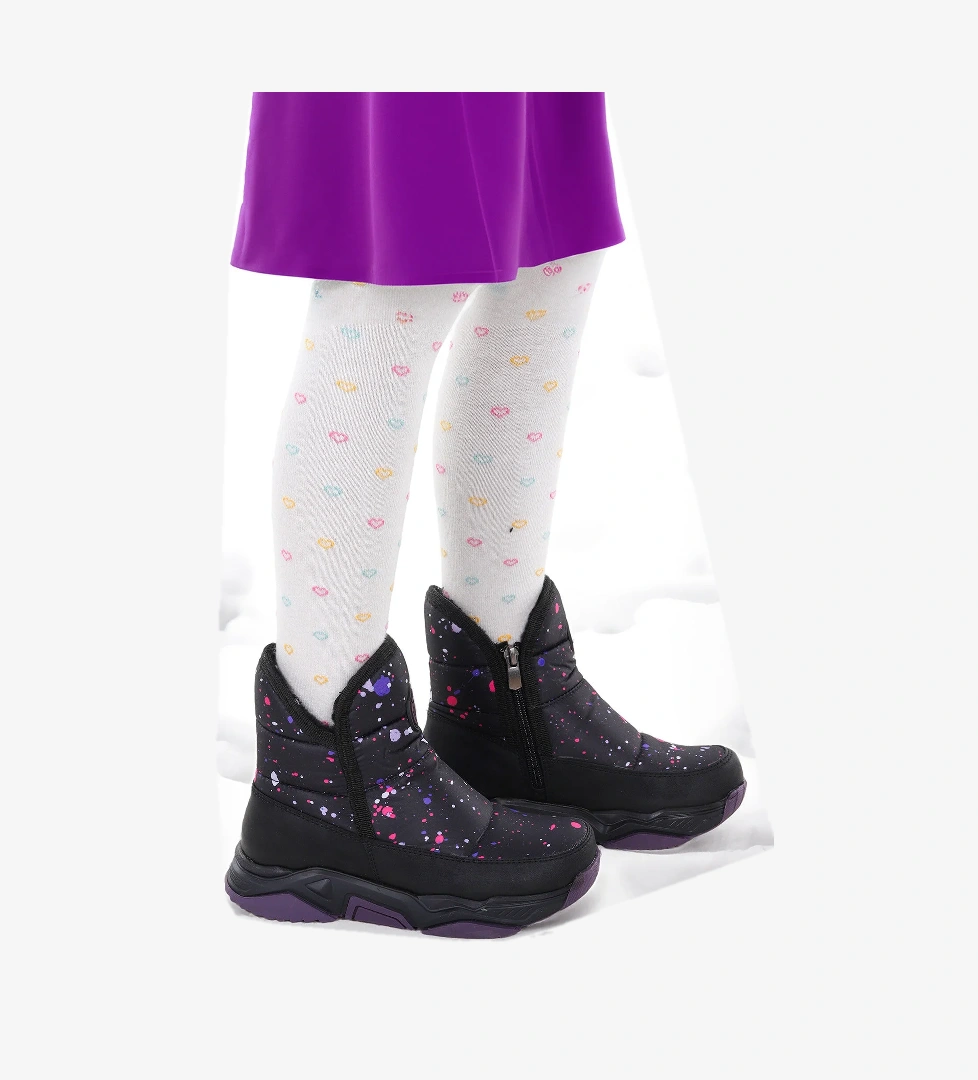 Rocco Fermuarlı Kız Çocuk Kar Botu Siyah - Mor