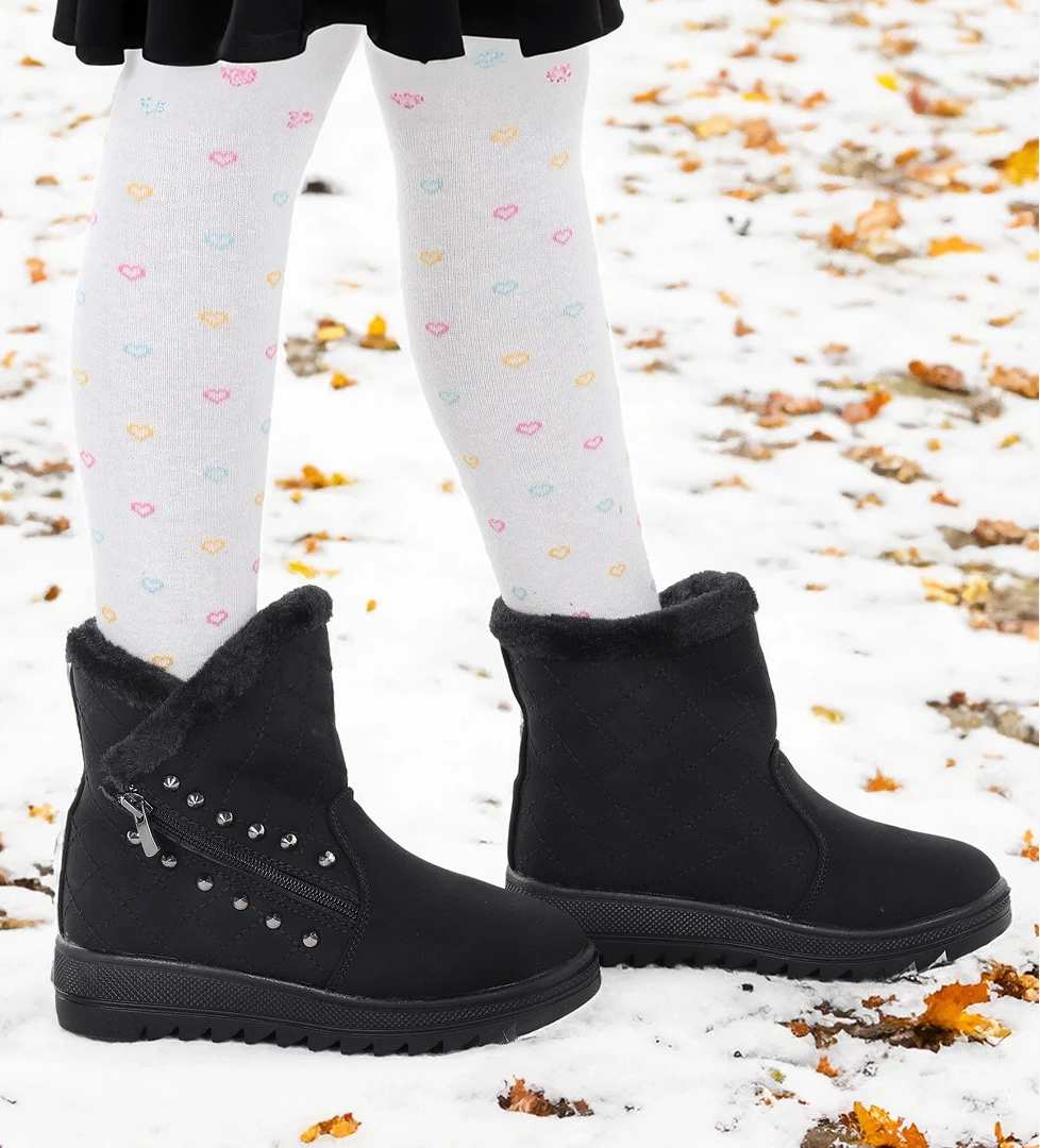 Hezan Fermuarlı Kız Çocuk Bot Ayakkabı Siyah - Siyah