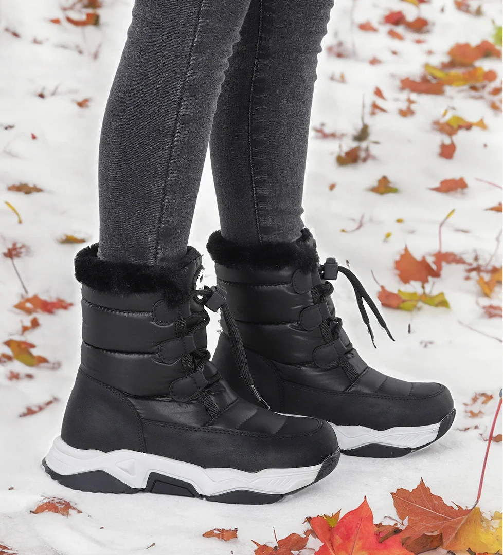 Alison Bağcıklı Erkek Çocuk Kar Botu Siyah - Görsel 1