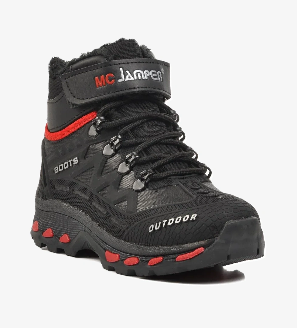 1831-F Siyah-Kırmızı İçi Kürklü Çocuk Bot