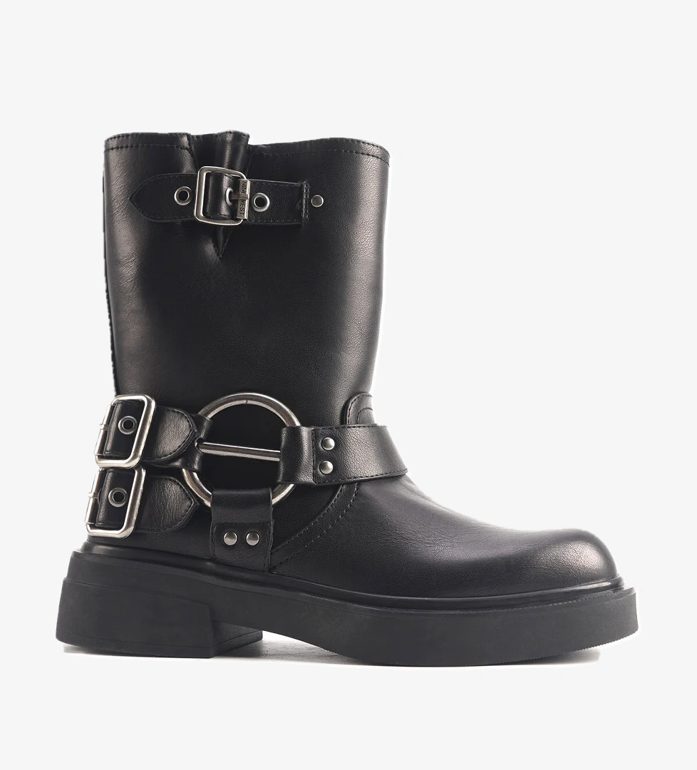 CAPPA 4PR Siyah Kadın Biker Bot - Görsel 1