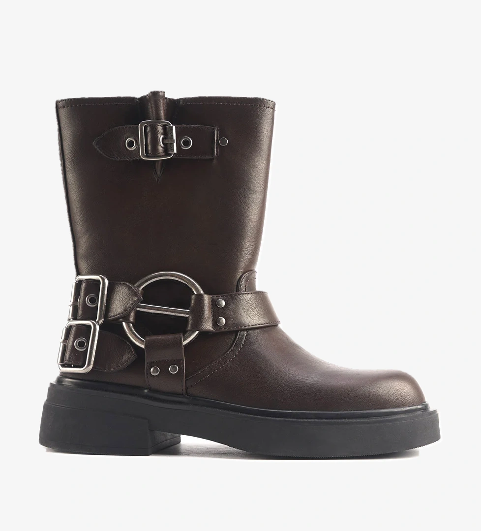 CAPPA 4PR Kahverengi Kadın Biker Bot - Görsel 1