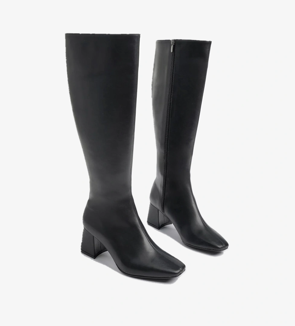 KAROLİNE Garantili Küt Burun Yandan Fermuarlı Topuklu Kadın Çizme