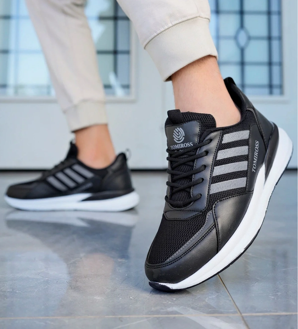 Erkek Siyah Füme Ortopedik Günlük Garantili Yürüyüş Koşu Sneaker Spor Ayakkabı TRXS-1769