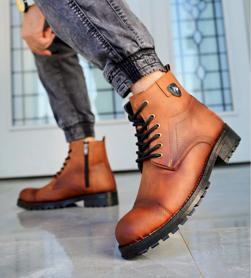 Thomas Taba Cilt Garantili Su &amp; Soğuk Geçirmez Kışlık Fermuarlı Bot Kauçuk Taban Sağlam THOMAS-254