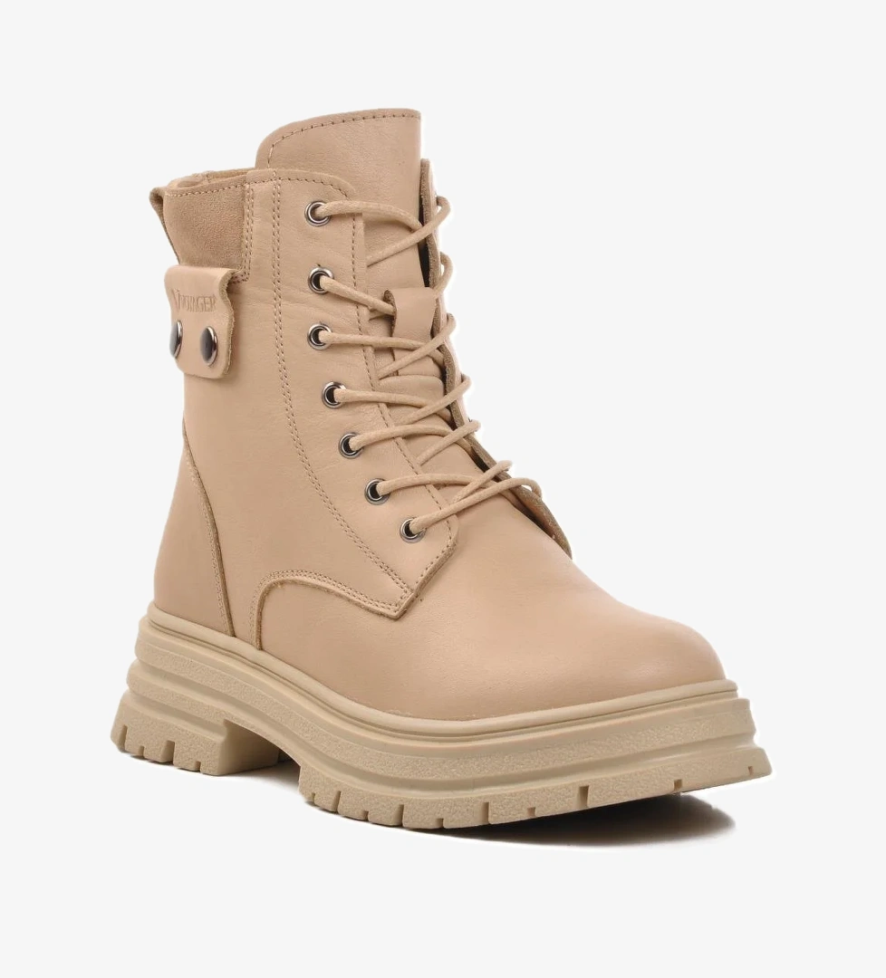 9814 Bej İçi Kürklü Hakiki Deri Kadın Bot