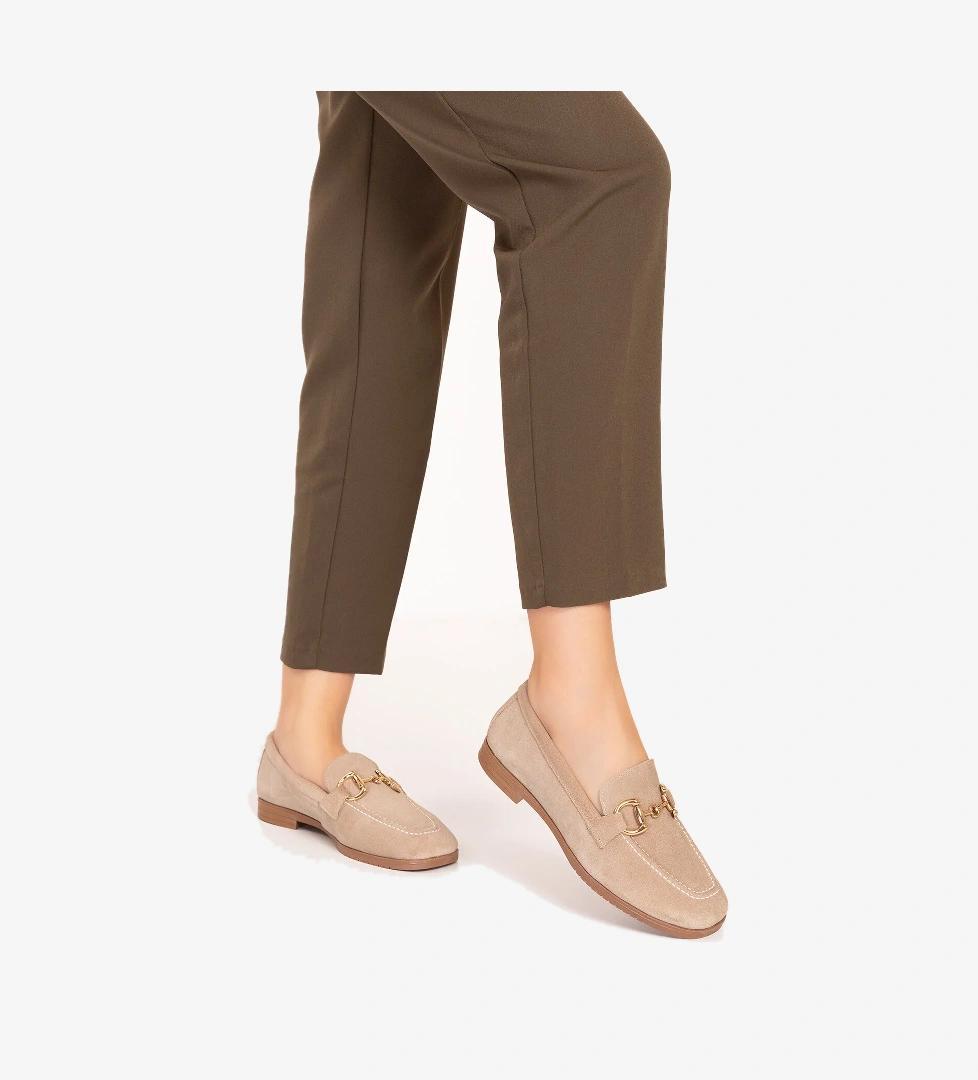 Gondol Hakiki Deri Kadın Köşeli Burun Loafer esl.b07 - Görsel 1