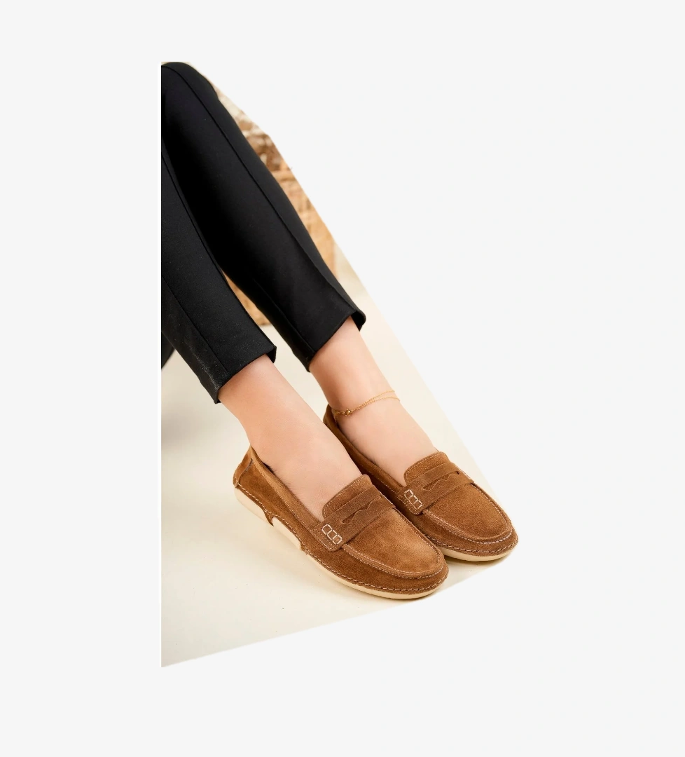 Feles Hakiki Deri Loafer Kadın Babet model görseli