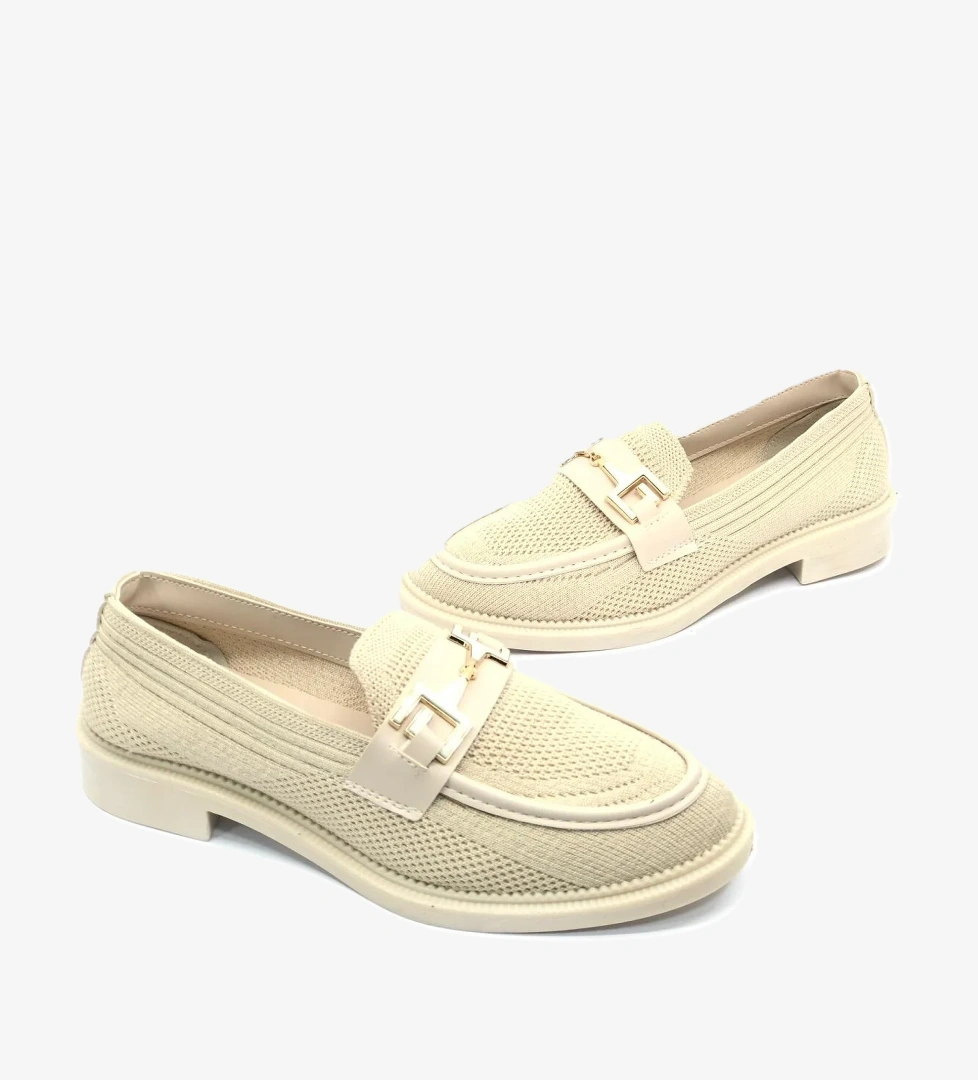 Feles Toka Detaylı Triko Loafer Kadın Babet Ayakkabı model görseli