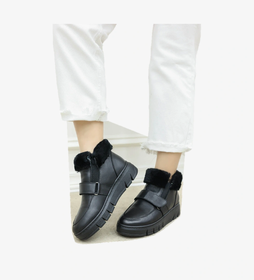 Hakiki Deri Kürklü Kadın Klasik Bot 916KZA3700