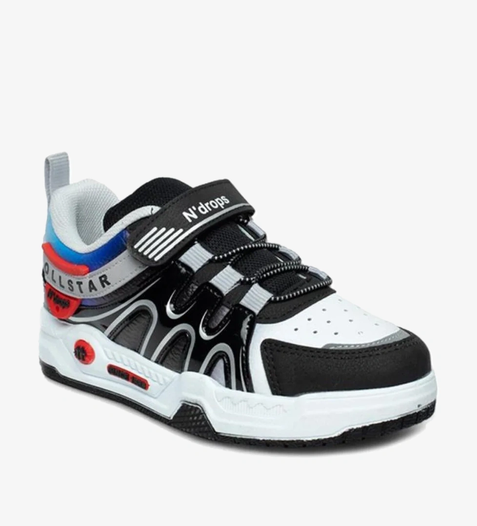 Ndrops 020-24 Deri Erkek Çocuk Sneaker Siyah Beyaz 26-30 model görseli