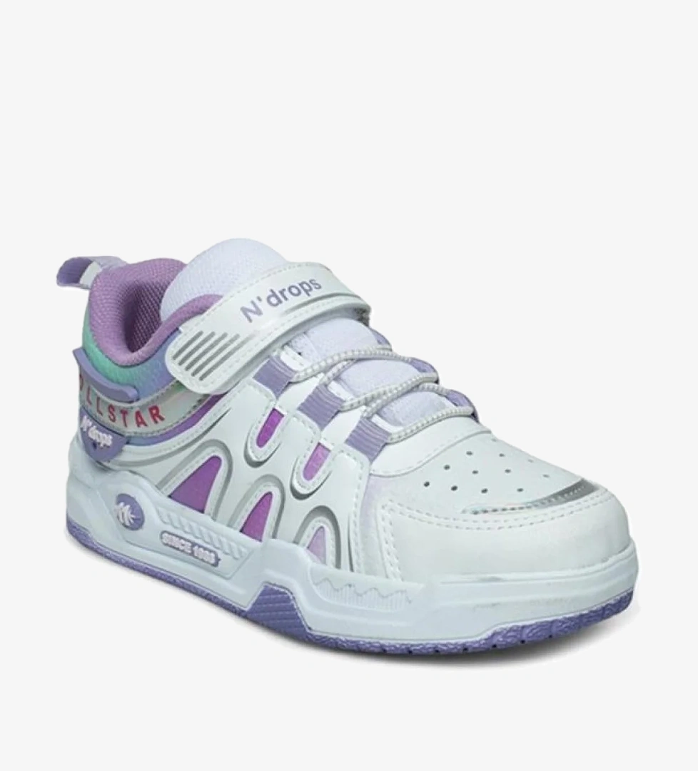 020-24 Deri Kız Çocuk Sneaker Beyaz Lila 26-30 - Görsel 1