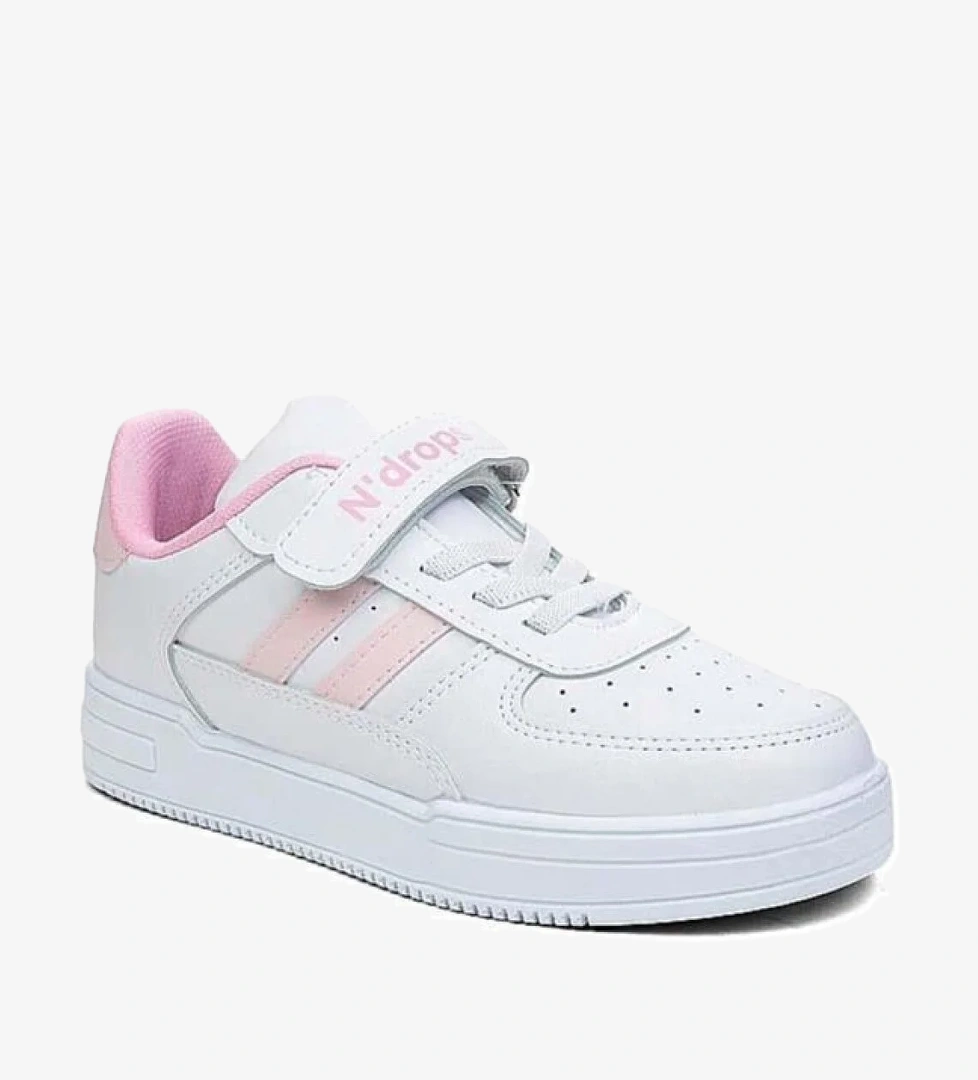 Ndrops 08-24 Deri Kız Çocuk Sneaker Beyaz Pembe 31-35 model görseli