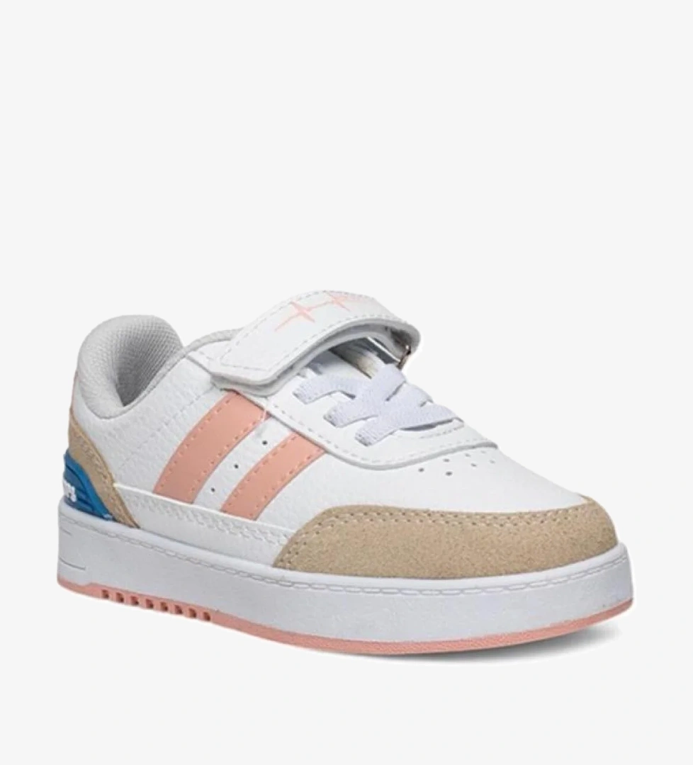 016-24 Deri Kız Çocuk Sneaker Beyaz Pudra 31-35 - Görsel 1