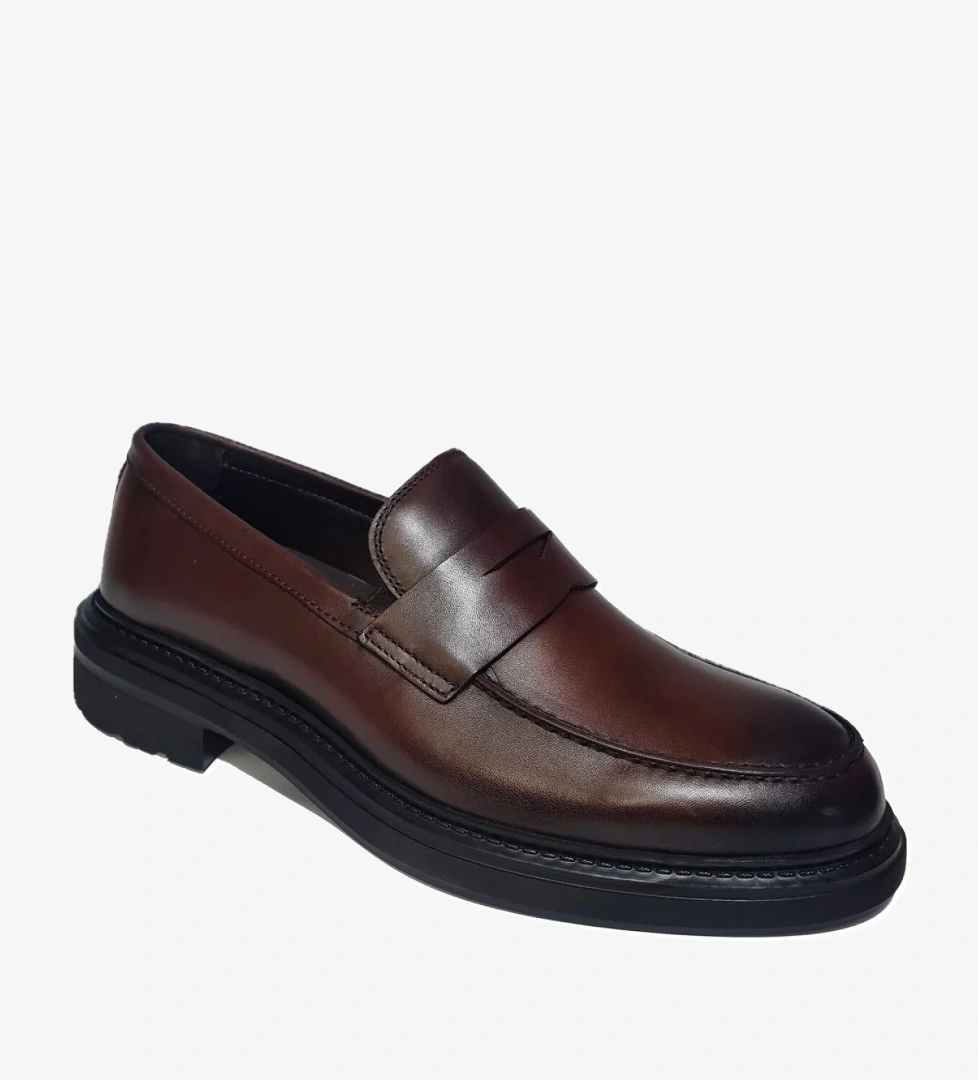 Komcero Bağsız Fiyonk Bant Model Hakiki Deri Kalın Taban Erkek Loafer Ayakkabı K2518-2722 - Görsel 1