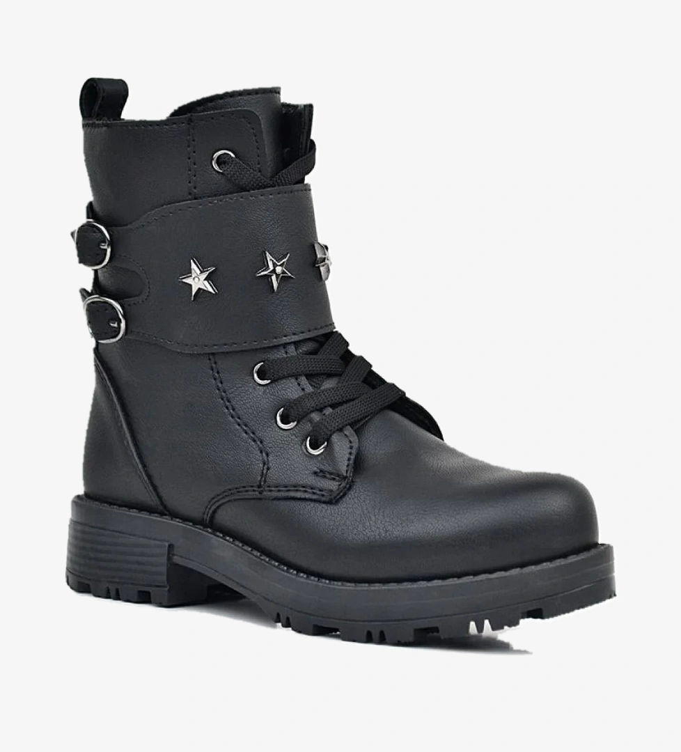 Rakerplus Siyah Bağcıklı Fermuarlı Yıldız Detaylı Kız Çocuk Bot model görseli