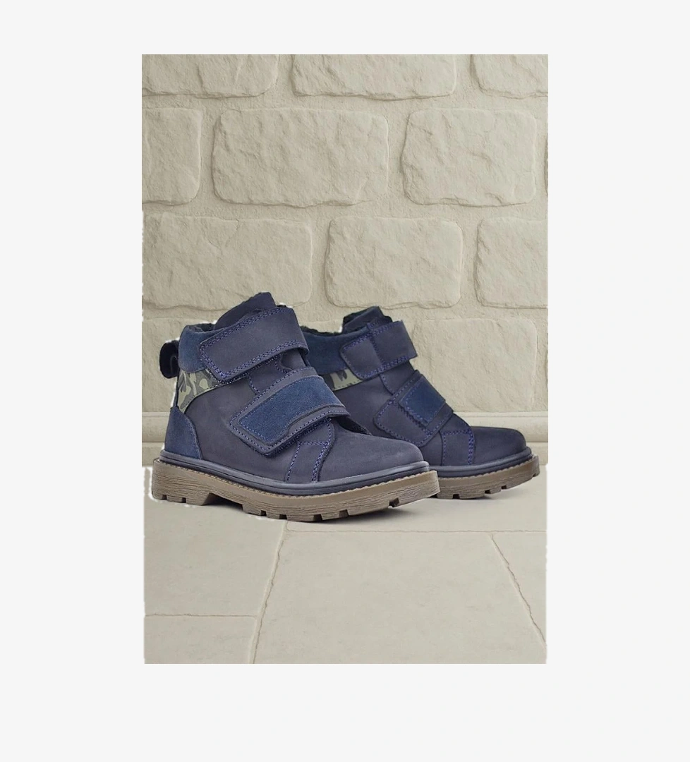 Rakerplus Hakiki Deri Lacivert Cırt Cırtlı Kışlık Çocuk Bot model görseli