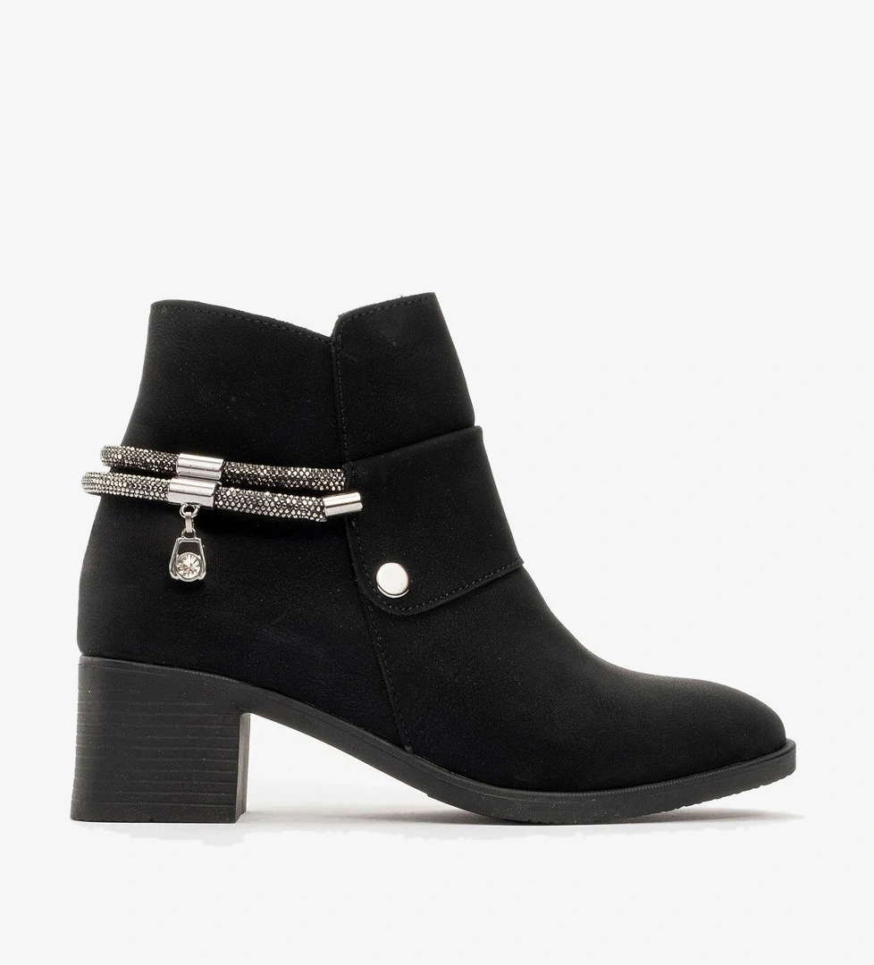 Ccway Kadın Taşlı Topuklu Bot SİYAH ZÜMRÜT model görseli