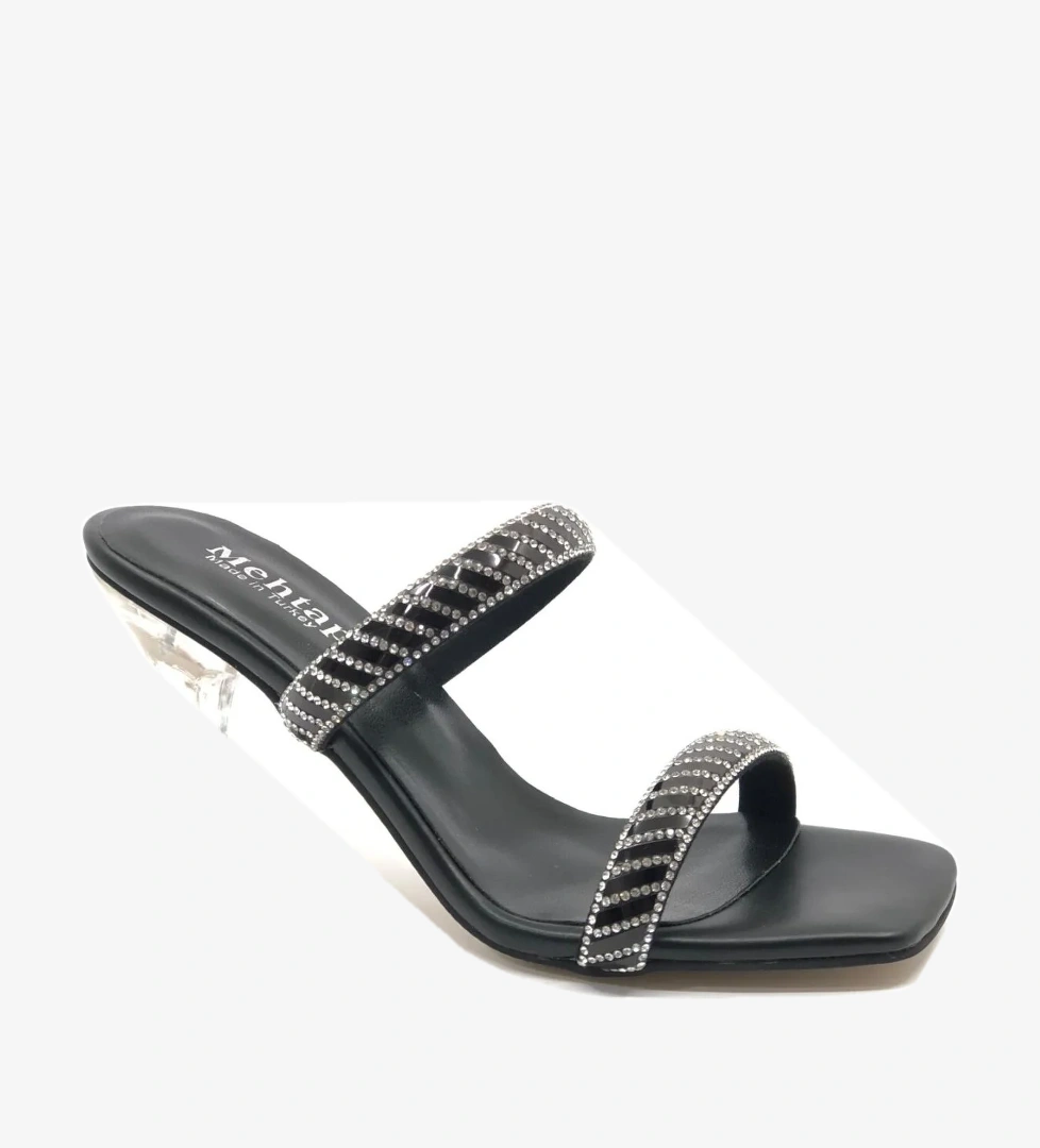 Mehtap Kalın Şerit Taş Detaylı Kadın Topuklu Terlik model görseli