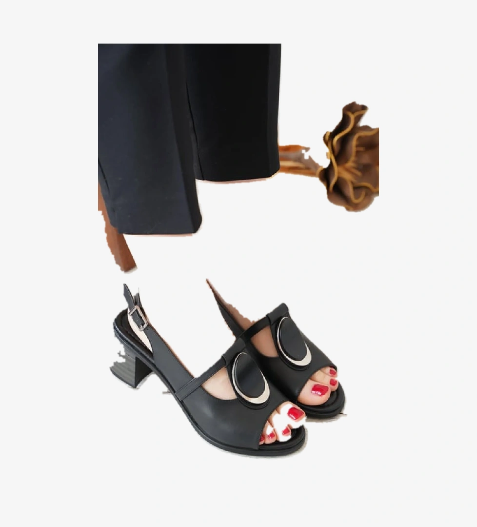 Ventes 111646Z Burnu Açık Desenli Topuklu Kadın Sandalet model görseli